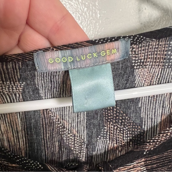 Good Luck Gem Fit & Flare Dress Black Brown Geometric - Picture 9 of 9